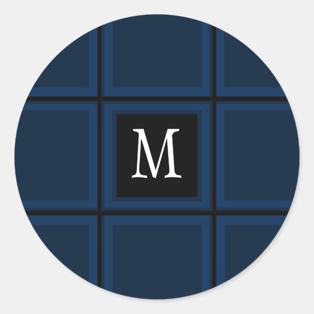 Dunkle Navy Blue Custom Single anfänglich gestreif Runder Aufkleber (Vorderseite)