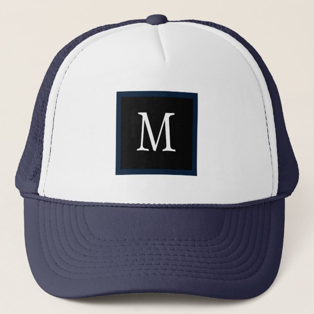 Dunkle Navy Blue Custom Single Initial Classic Truckerkappe (Vorderseite)