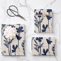 Dunkle Navy Blue Modern Groovy Daisy Blume