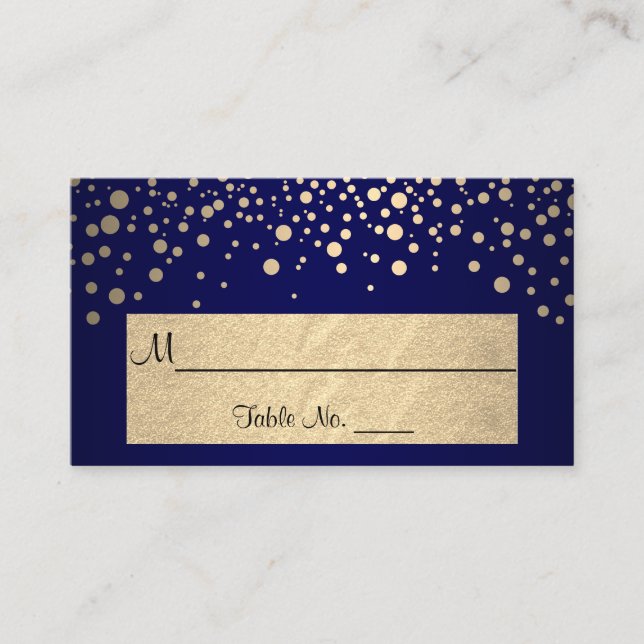 Dunkle Navy Blue und Gold Zickzack und Konfetti Do Platzkarte (Vorderseite)