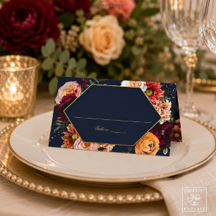 Dunkle Navy Burgunder Orange Rost Rosen Blumenhoch Platzkarte