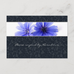 Dunkle Navy Floral Damask uAwg mit Umschlag RSVP Karte