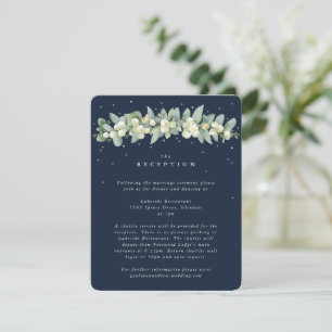 Dunkle Navy Snowberry+Eucalyptus Garland Empfang Begleitkarte