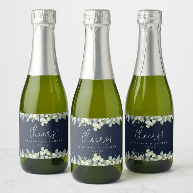 Dunkle Navy Snowberry+Eucalyptus Winter Wedding Mi (Flaschen)