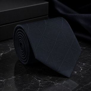 Dunkle Navy-Trauer-Geometrie  Krawatte