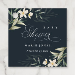Dunkle Navy Weiß Greenerie Blumensteg Babydusche Geschenkanhänger