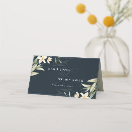 Dunkle Navy Weiß Greenerie Blumenzwiebeln Hochzeit Platzkarte