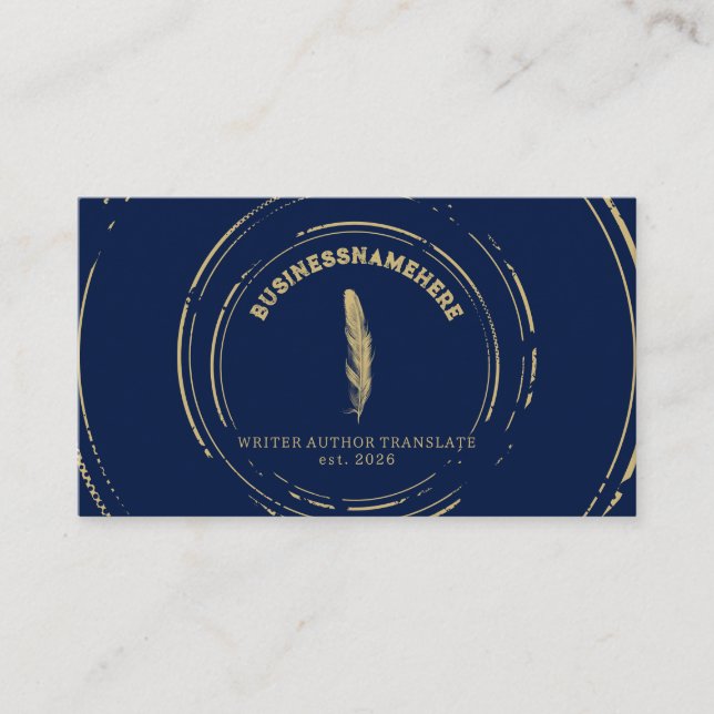 Dunkle Navy Writer Mobile Notar Gold QR-Code Visitenkarte (Vorderseite)