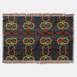 Dunkle neon-geometrische Blumen-Fliesblanket Decke