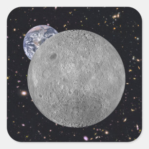 Dunkle oder ferne Seite des Mond Sternenhimmel Quadratischer Aufkleber