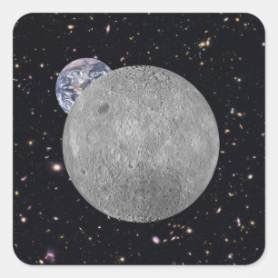 Dunkle oder ferne Seite des Mond Sternenhimmel Quadratischer Aufkleber