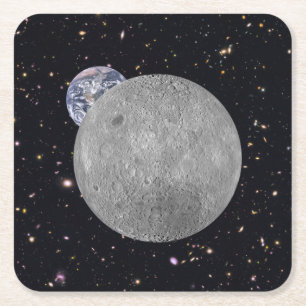 Dunkle oder ferne Seite des Mond Sternenhimmel Rechteckiger Pappuntersetzer