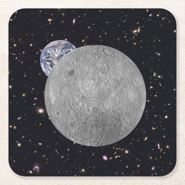 Dunkle oder ferne Seite des Mond Sternenhimmel Rechteckiger Pappuntersetzer (Vorderseite)