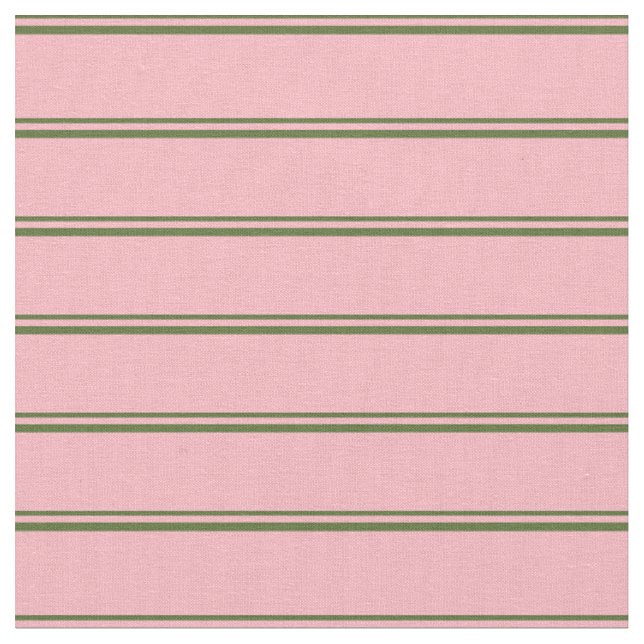 Dunkle Olive Green & Light Pink Streifen Stoff (Nahaufnahme)