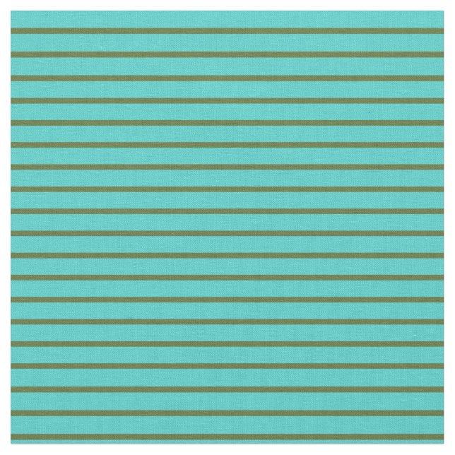 Dunkle Olive Green & Turquoise Lines Stoff (Nahaufnahme)