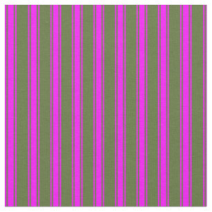 Dunkle Olive Green und Fuchsia Streifen Muster Stoff