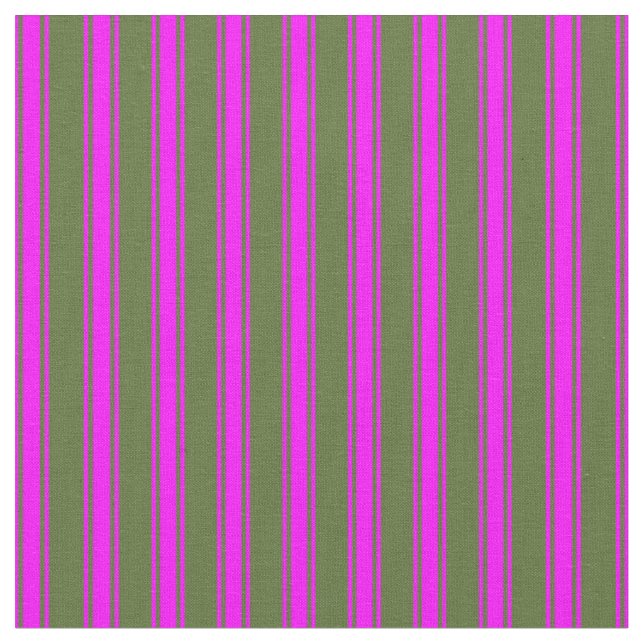 Dunkle Olive Green und Fuchsia Streifen Muster Stoff (Nahaufnahme)