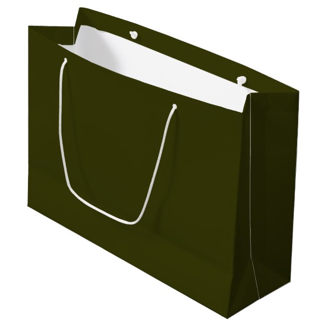 Dunkle Olive Große Geschenktüte (Vorderseite Schrägansicht)