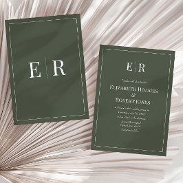 Dunkle Olive Minimalistische Monogramm Non-Foto-Ho Einladung