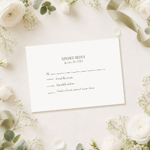 Dunkle Oliven-Monogramm-Hochzeits-RSVP-Karte RSVP Karte