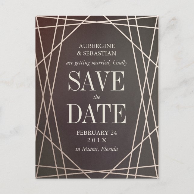 Dunkle Opaline Gemstone Hochzeit Save the Date Ankündigungspostkarte (Vorderseite)