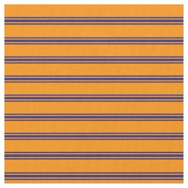 Dunkle Orange- und Mitternachtsblau gestreift/gefl Stoff (Nahaufnahme)