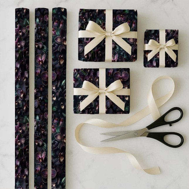 Dunkle Orchidee Gothic Maximalist Geschenkpapier-B Geschenkpapier Set (Dark Orchid Gothic Maximalist Wrapping Paper Bundle)