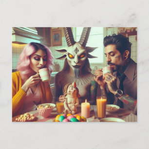 Dunkle Ostern Vintage Süßigkeiten Frühstück Horror Postkarte