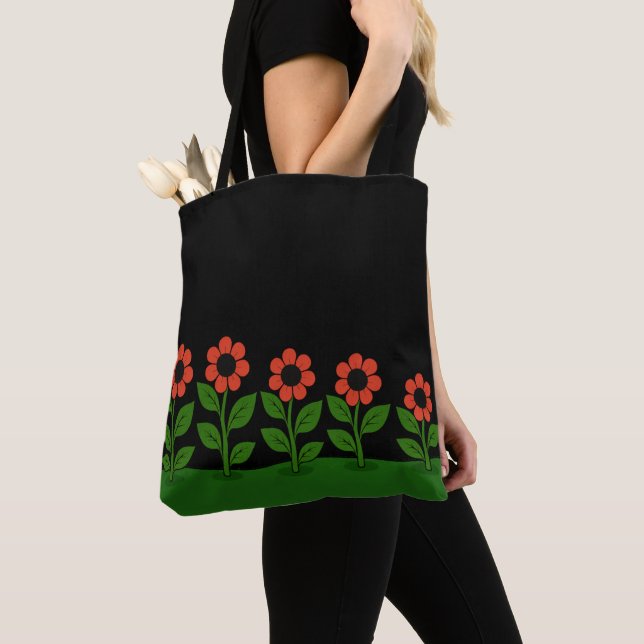 Dunkle Pastellrote Flora Tasche (Von Nahem)