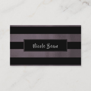 Dunkle Pflaume-Mauve- & schwarze Streifen Chic Mod Visitenkarte