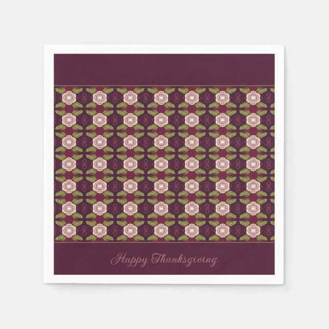 Dunkle Pflaume und Olivgrün Serviette (Vorderseite)