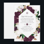 Dunkle Pflaume Velvet und weißer Bat Mitzvah Einladung<br><div class="desc">Einfache dunkle Pflaume und weiße Hellebore und Tulpen Frühjahrsbat mitzvah Einladung individuell auf Ihre Event-Besonderheiten.</div>