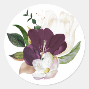 Dunkle Pflaumen-Veloursblumen Runder Aufkleber