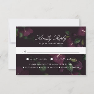 Dunkle Pflaumenblüten RSVP-Karte mit Essensauswa RSVP Karte