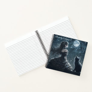 Dunkle Prinzessin und Katzen-Spiralblock Notizbuch