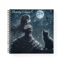 Dunkle Prinzessin und Katzen-Spiralblock
