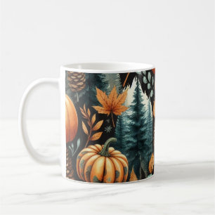 Dunkle Pumpkin-Tasse Herbstwasserfarbe Fallende Bl Kaffeetasse