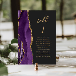 Dunkle Purpur-Gold-Achat-Hochzeit Tischnummer