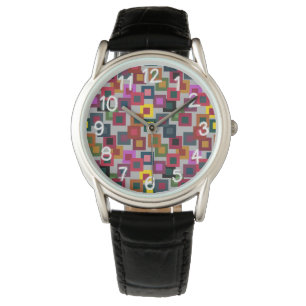 Dunkle Quadrate auf Licht Armbanduhr