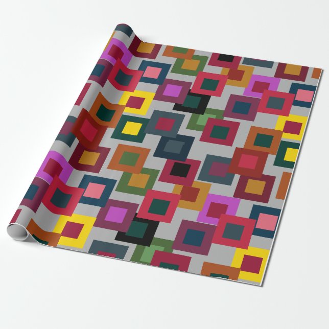 Dunkle Quadrate auf Licht Geschenkpapier (Ungerollt)