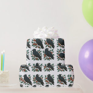 Dunkle Raben-Holly-Beeren-Gothik-Weihnachten Geschenkpapier