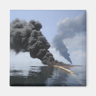 Dunkle Rauchwolken und Feuer tauchen 3 auf Magnet