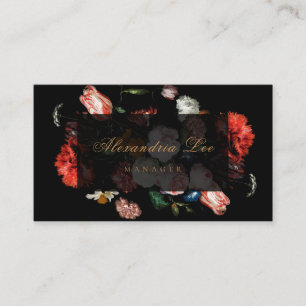 Dunkle Red Floral Black Business Card Hochzeit Visitenkarte