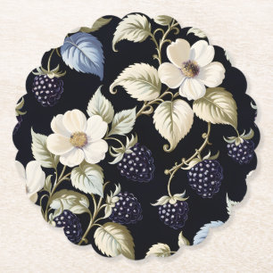 Dunkle regale Eleganz mit Brombeere und Blüten Untersetzer