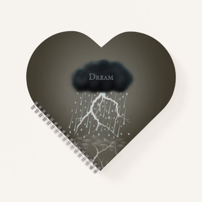 Dunkle Regenwolke und Personalisiertes Herz Notizbuch (Vorderseite)