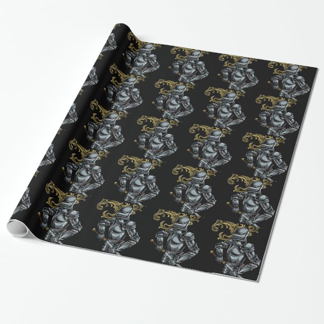 Dunkle Ritterrüstung Geschenkpapier (Ungerollt)