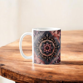 Dunkle Romance Burgund Art Deco Blumen Sommer Kaffeetasse