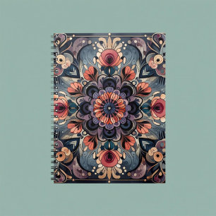 Dunkle Romance Burgund Art Deco Blumen Sommer Notizblock