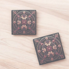 Dunkle Romance Burgund Art Deco Blumen Sommer Steinuntersetzer