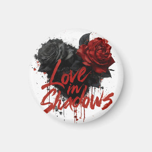 Dunkle Romance Grafik mit Schwarz und Rote Rosen Magnet